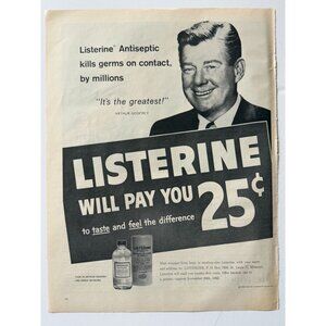 Vintage 1962 Listerine Antiseptic Arther Godfrey Advertisement Print Ad READ